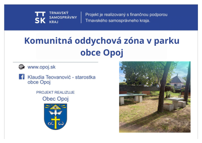 Komunitná oddychová zóna v parku obce Opoj